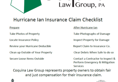 Coquina Law Group Hurricane Ian insurance checklist